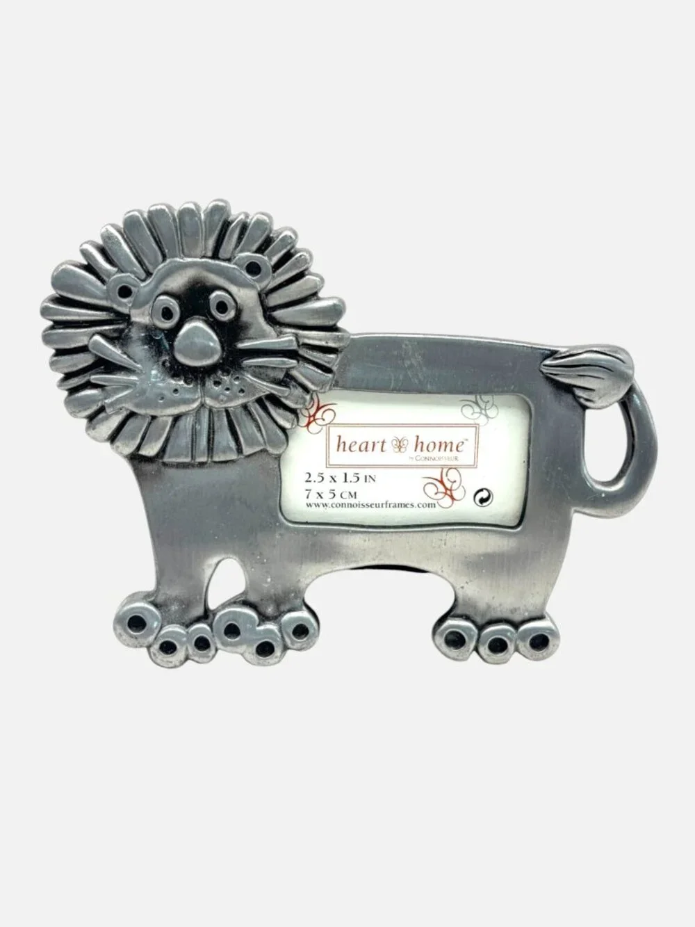 Vintage Connoisseur Heart & Home Pewter Lion Mini Picture Frame 2.5 x 1.5